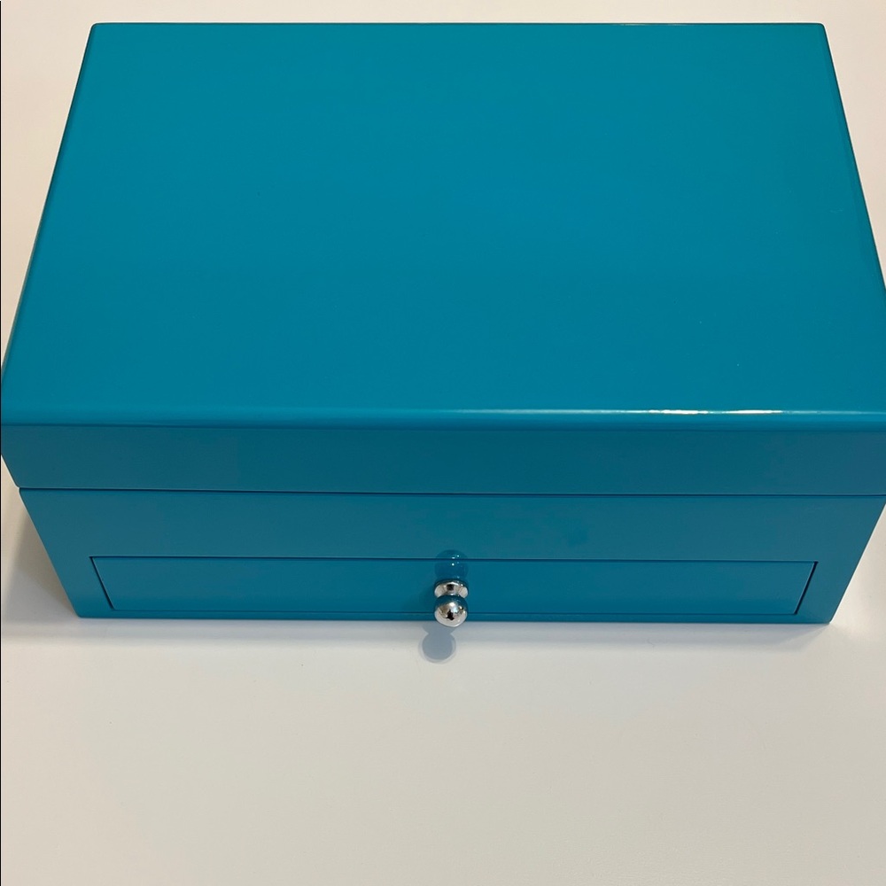 Turquoise Jewelry Box with Silver Knob